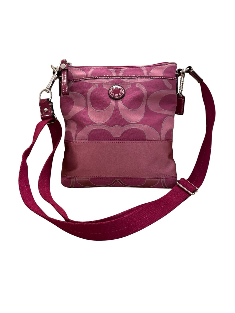 Coach signature jacquard and nylon crossbody bag